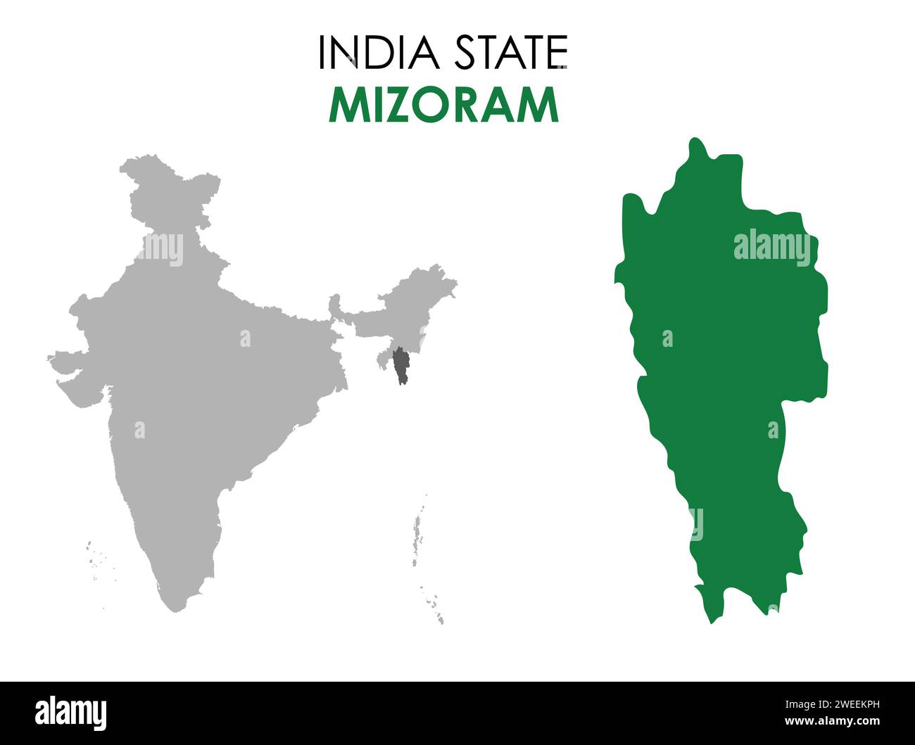 Mizoram map of Indian state. Mizoram map vector illustration. Mizoram
