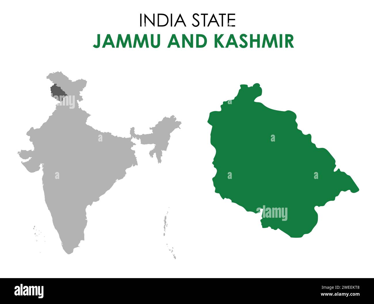 Jammu and kashmir map of Indian state. Jammu and kashmir map vector
