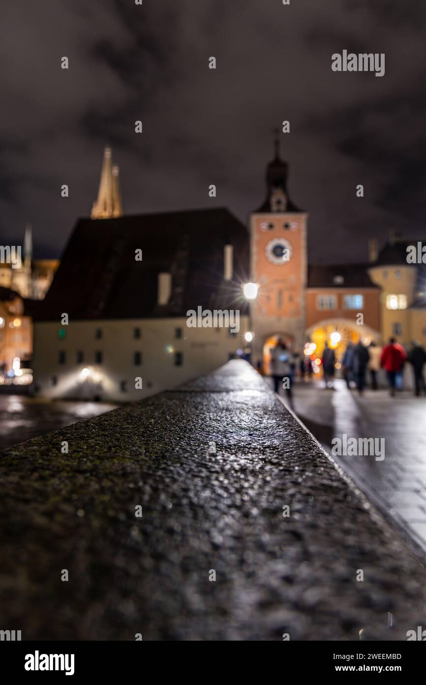 City view with stone bridge Stock Photo