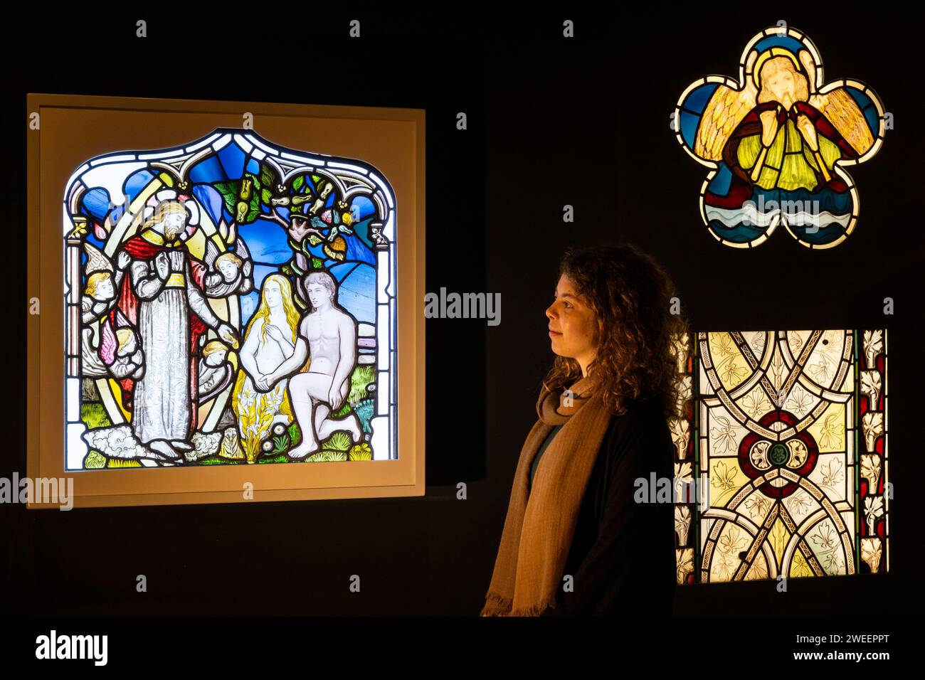 London, UK. 25 January 2024. (L) 'Adam and Eve before God', c. 1880 ...