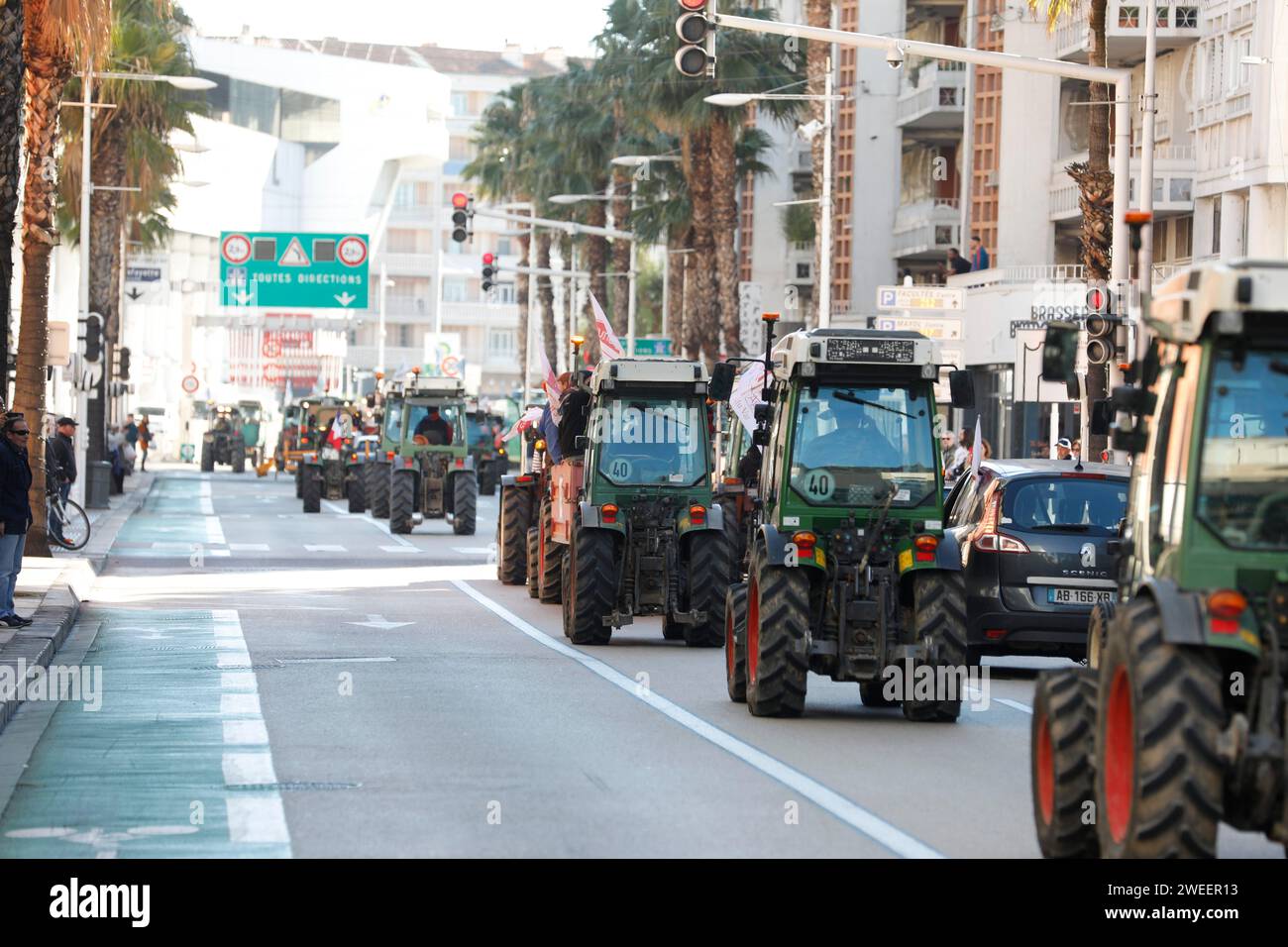 ©PHOTOPQR/NICE MATIN/MULLER FRANK ; ; 25/01/2024 ; Manifestation des agriculteurs devant la