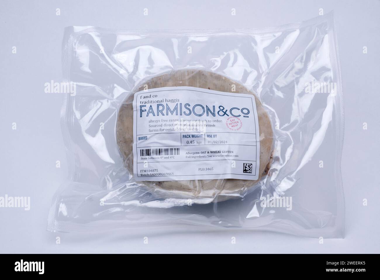 .45 kg Pack of Farmison and Co Traditional Haggis Stock Photo