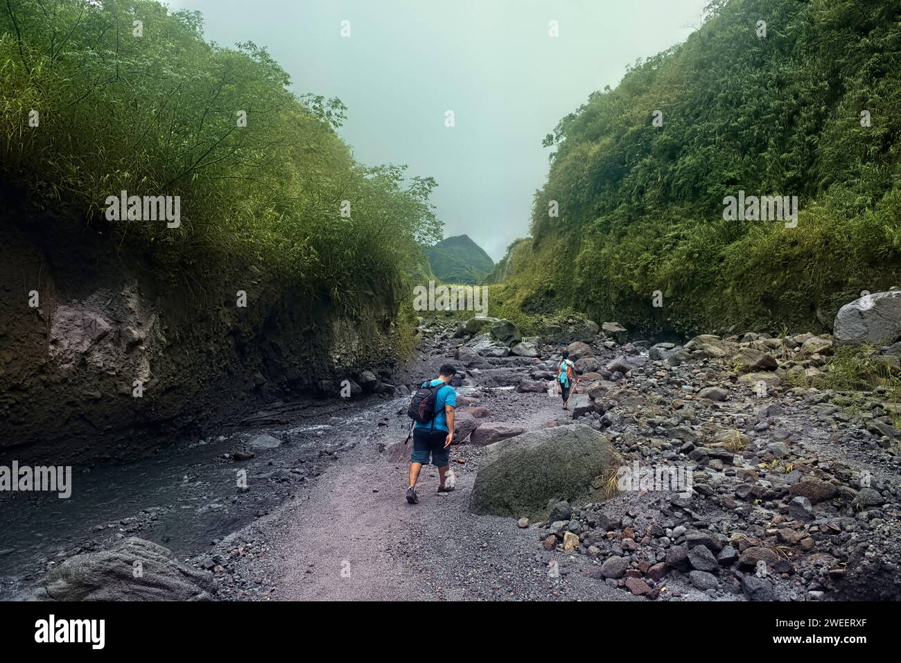 Trekking to Mount Pinatubo, Zambales, Luzon, Philippines Stock Photo