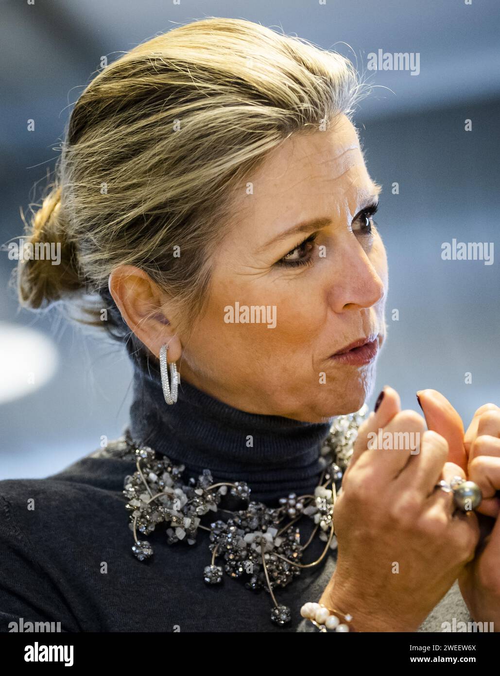 EINDHOVEN - Queen Máxima during a working visit to Design Academy Eindhoven, a higher professional education institution specialized in design. The working visit was all about the development of young design talent. ANP SEM VAN DER WAL netherlands out - belgium out Stock Photo