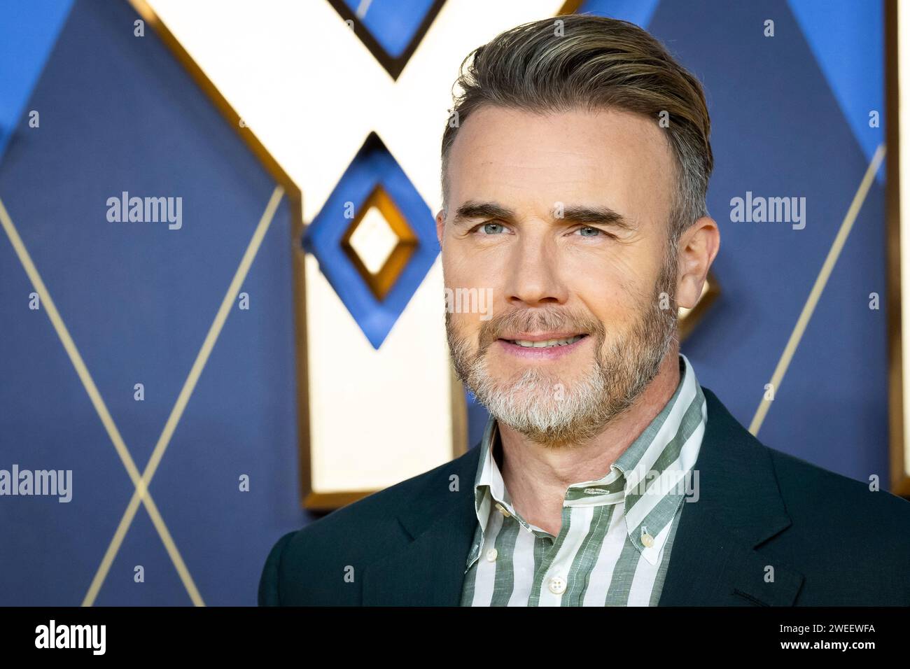 Gary Barlow poses for photographers upon arrival at the World premiere of the film 'Argylle' on Wednesday, Jan. 24, 2024 in London. (Scott A Garfitt/Invision/AP) Stock Photo