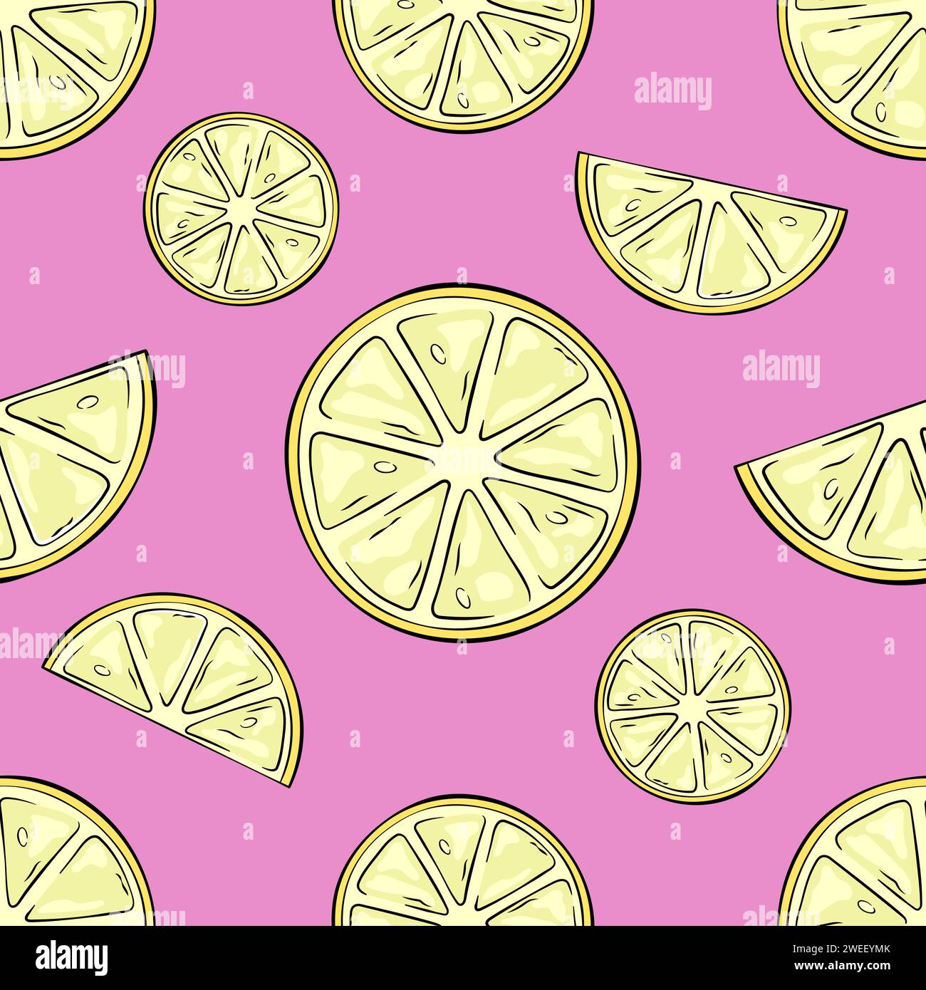 Lemon seamless pattern, background. Lemon halves and slices ...