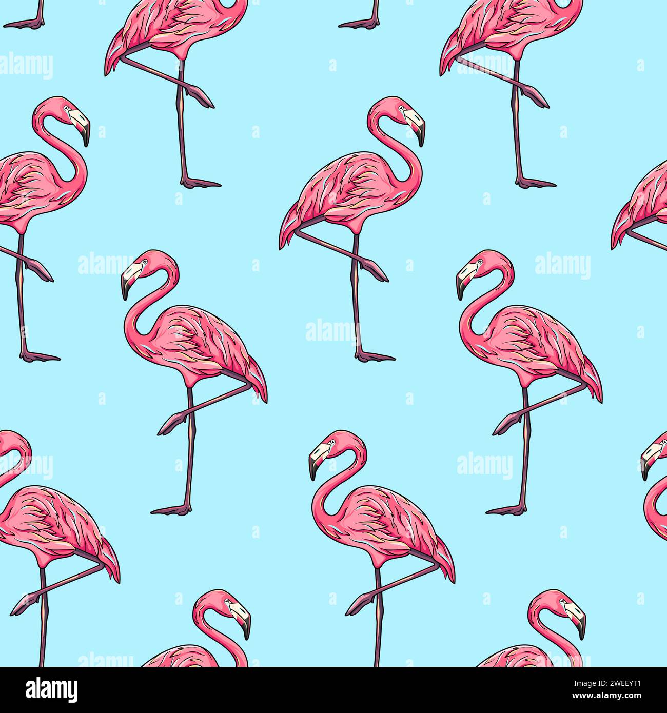 Flamingo bird seamless pattern, background Stock Vector