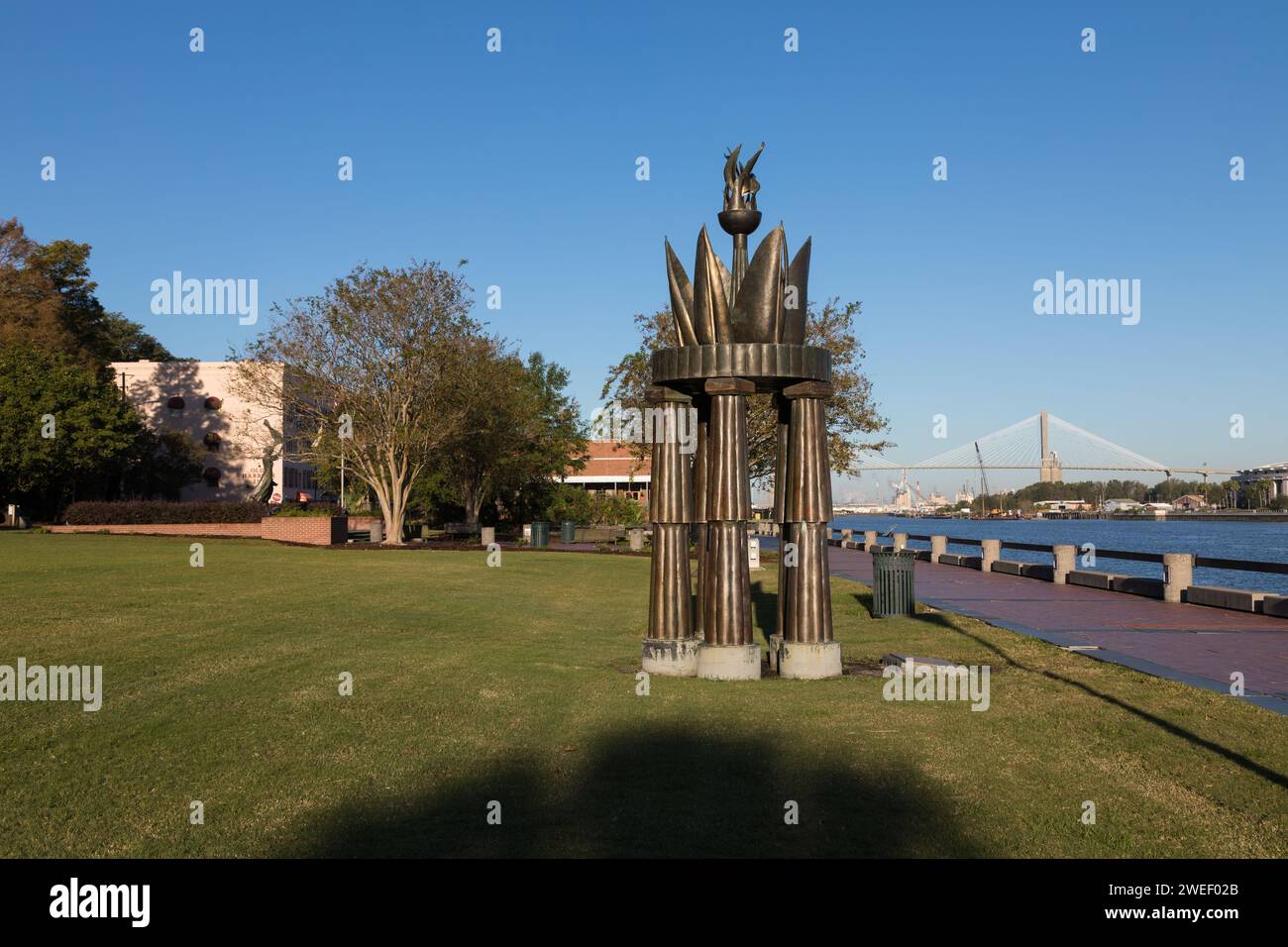 1996 Olympic Yachting Cauldron. This cauldron was lit by the original Olympic flame from Mt. Olympus at the opening ceremonies on July 20, 1996. Stock Photo