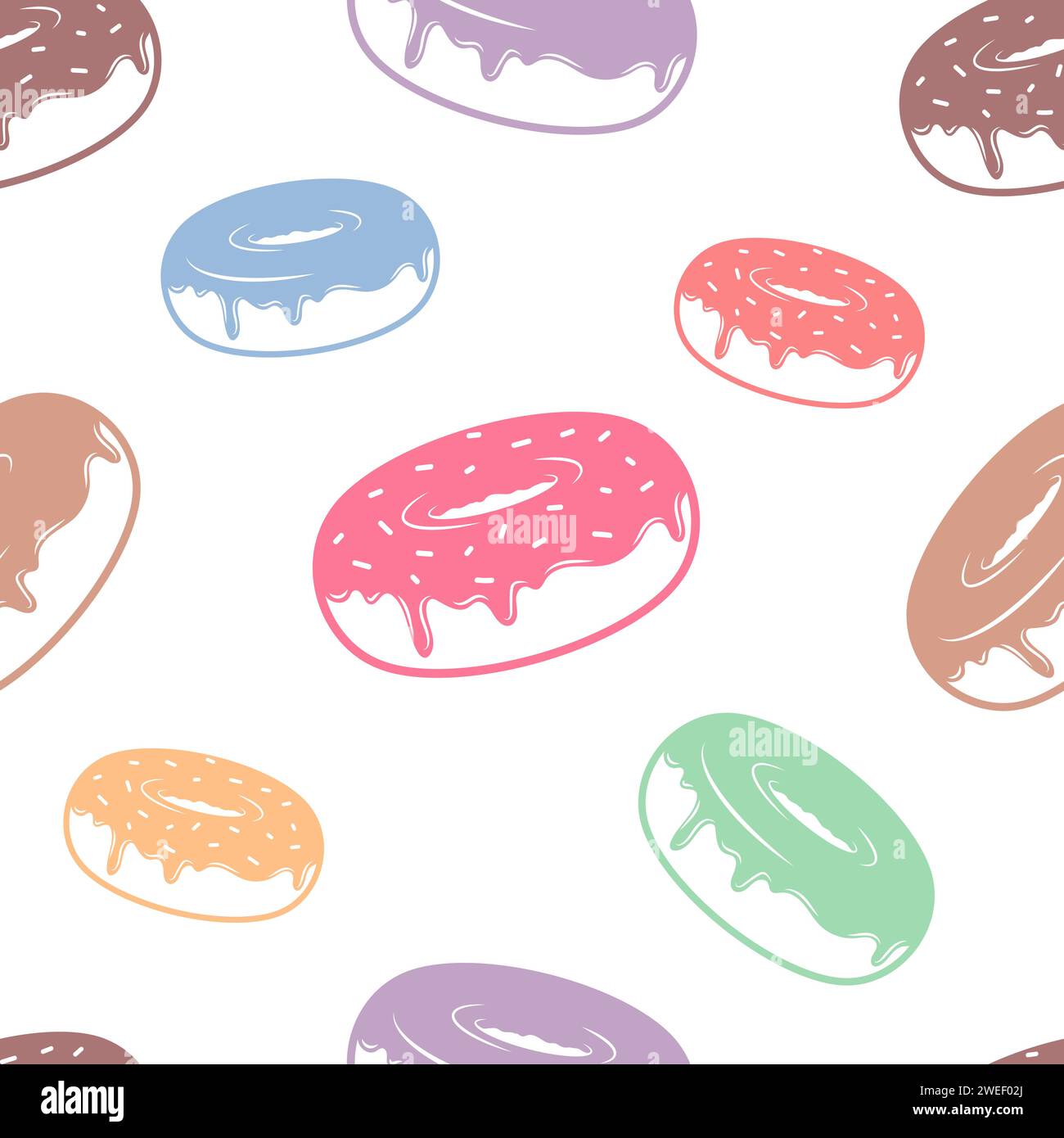 Donut, doughnut with glaze and sprinkles seamless pattern, pastry ...