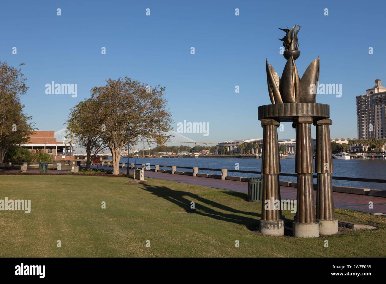 1996 Olympic Yachting Cauldron. This cauldron was lit by the original Olympic flame from Mt. Olympus at the opening ceremonies on July 20, 1996. Stock Photo