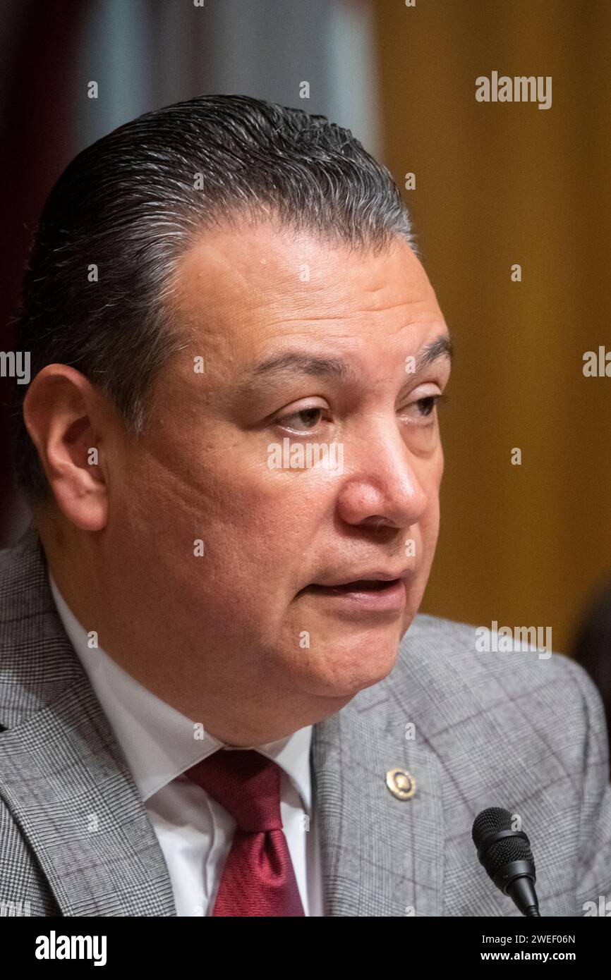 United States Senator Alex Padilla (Democrat of California) attends a