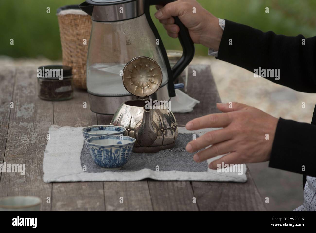 tea drinking and tea culture, beverage made from cured or fresh leaves tea drinking and tea culture Stock Photo