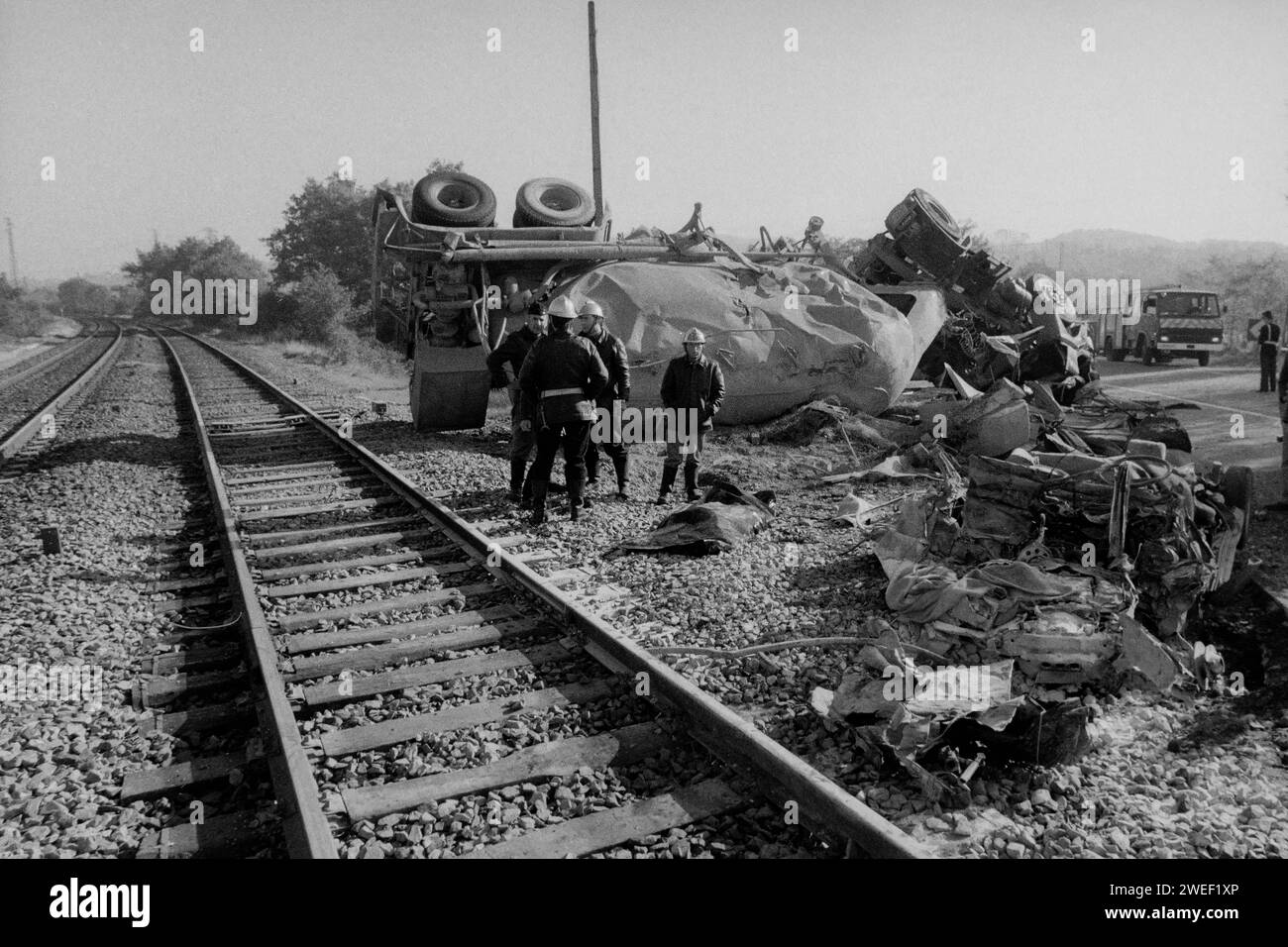 Tragic train accident, Civrieu d'Azergue, Lyon, Rhone, France, 1980