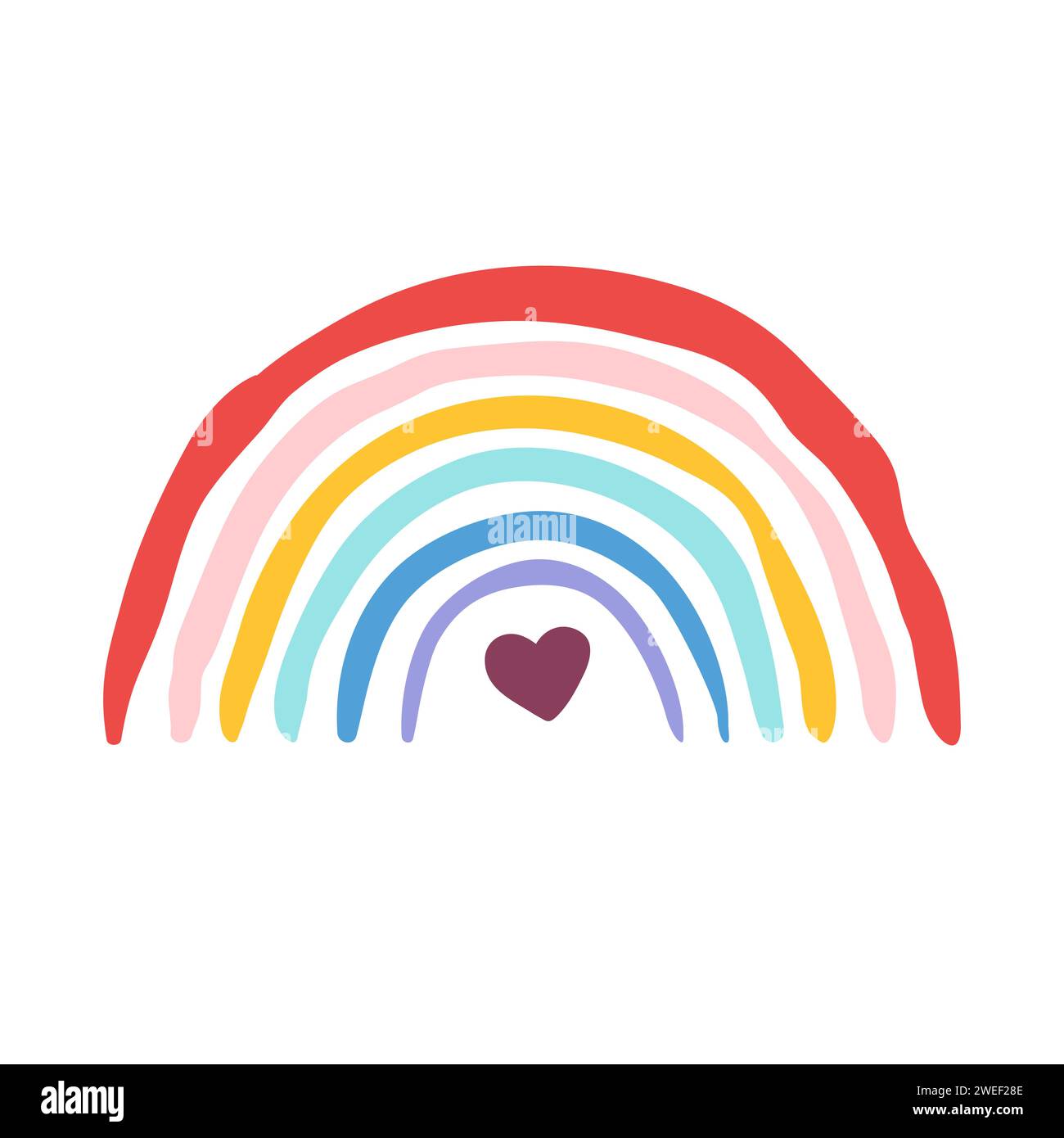 Boho rainbow icon with a heart inside, cute vector illustration Stock Vector