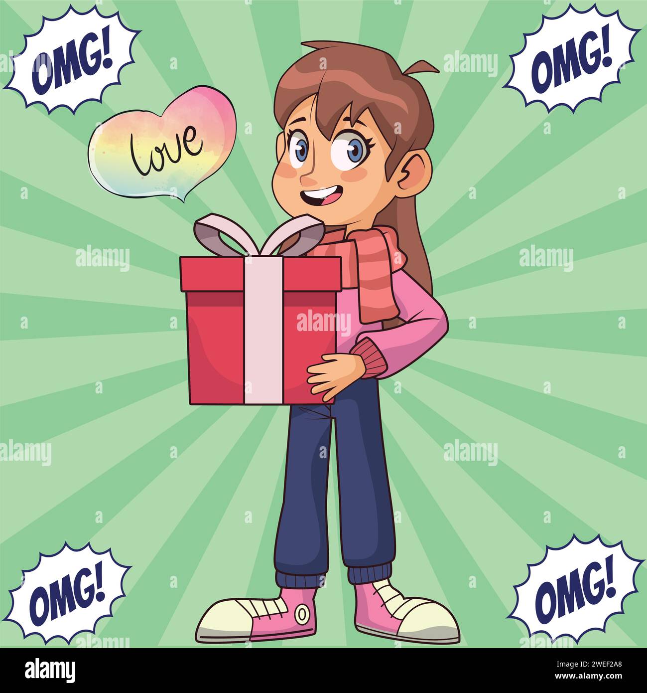 Cute Girl Gift Pop Art Style Vector Image Stock Vector Image Art Alamy 1980-fashion-madonna