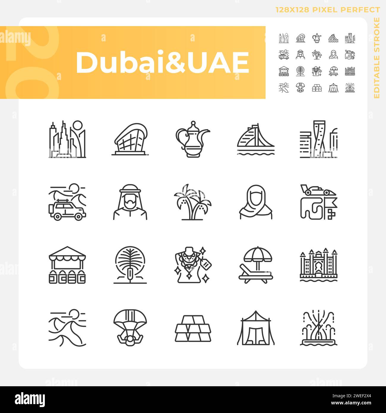 Dubai Modern City Architecture Linear Icons Set Stock Vector Image Dubai Modern City Architecture Linear Icons Set Stock Vector Image