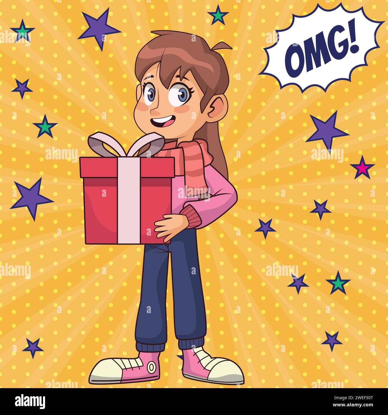 Cute Girl Gift Pop Art Style Vector Image Stock Vector Image Art Alamy cute-girl-gift-pop-art-style-vector-image-stock-vector-image-art-alamy