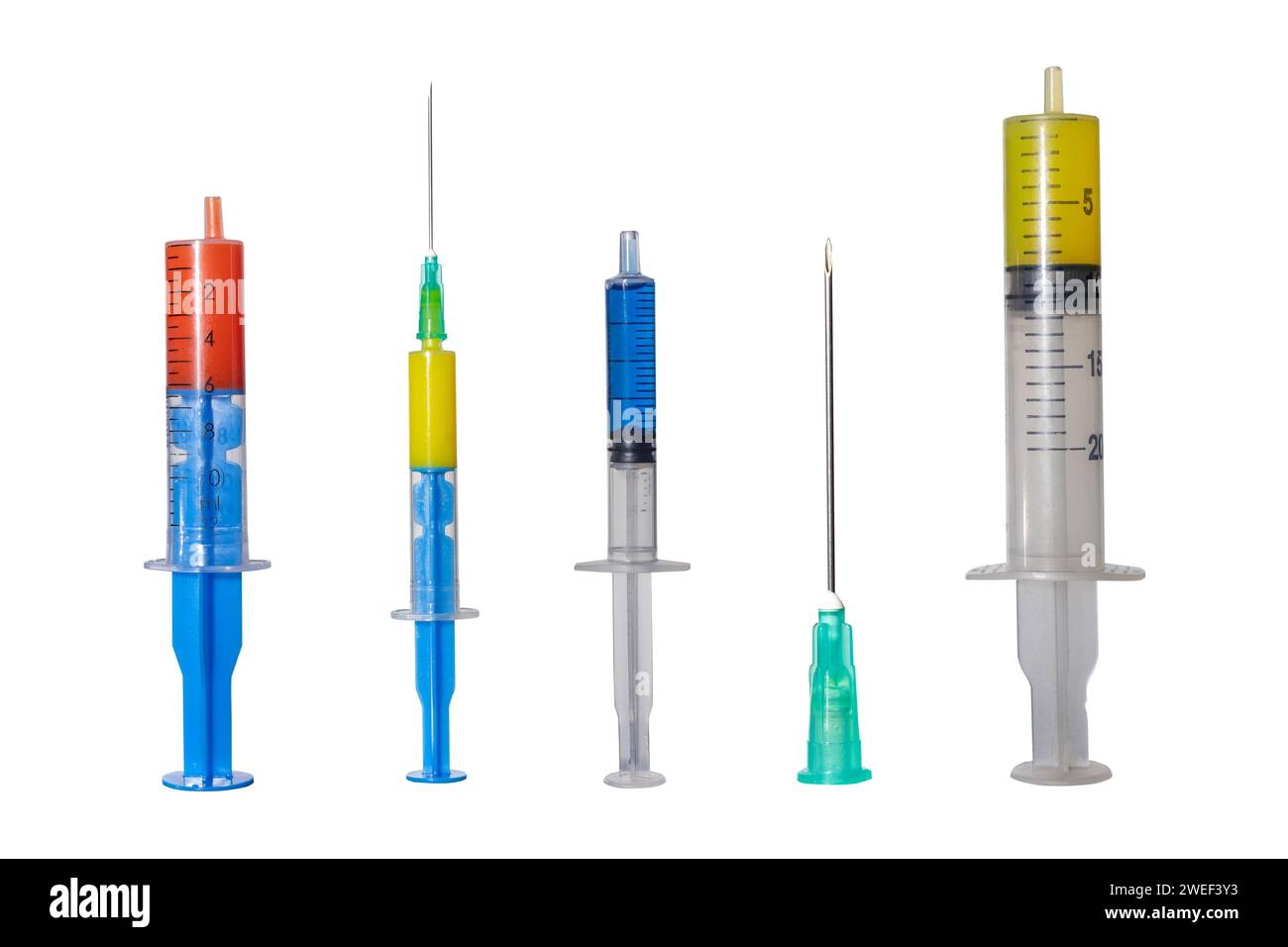 many different syringes and needles isolated on white background Stock ...