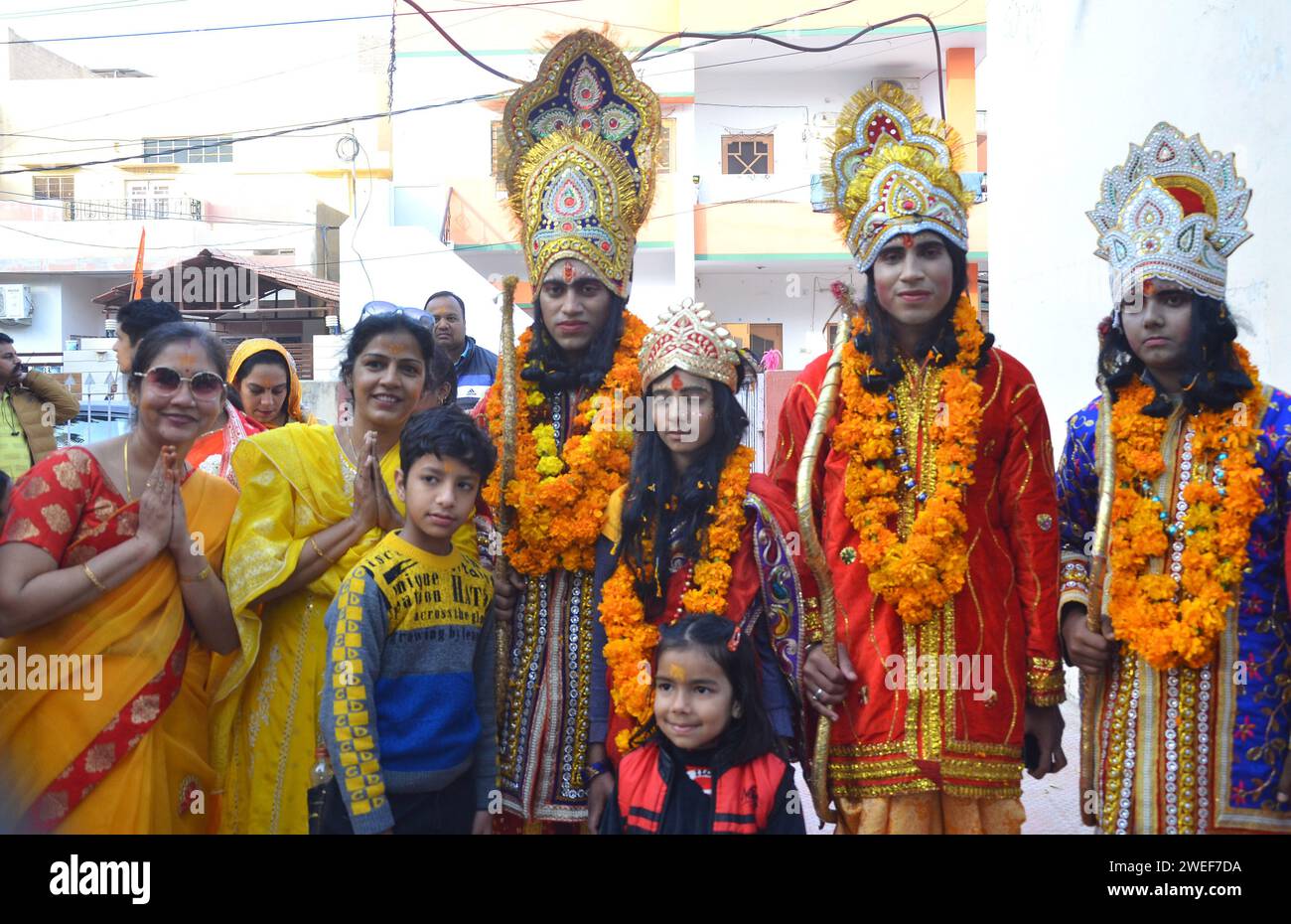 January 21, 2024, Bikaner, Rajasthan, India Devotees at a religious