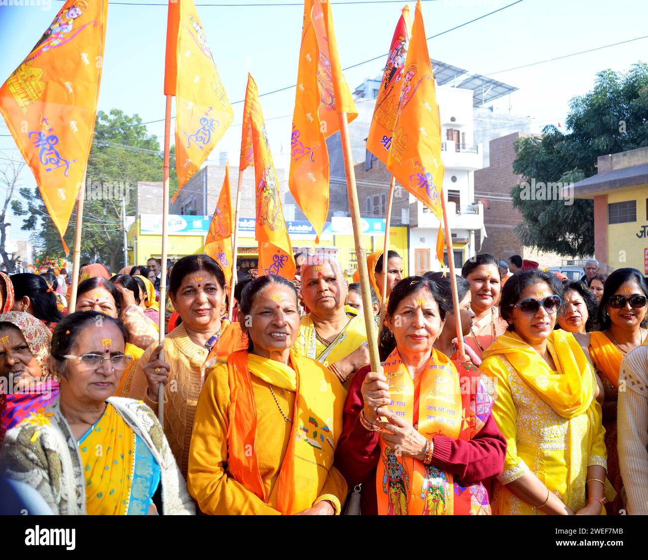 January 21, 2024, Bikaner, Rajasthan, India Devotees at a religious