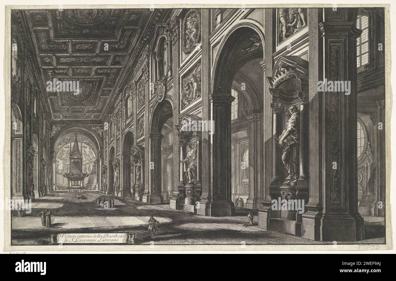 Interior of the Sint -Jan van Lateranen in Rome, Giovanni Battista ...