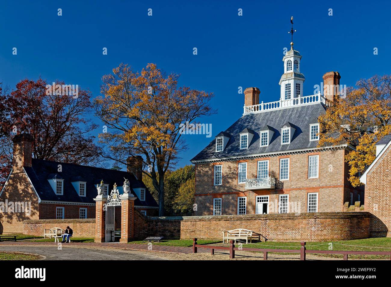 Governor's Palace, 1706, historic site, brick building, symmetrical architecture, East Advance Building, English baroque style, Colonial Revival recon Stock Photo