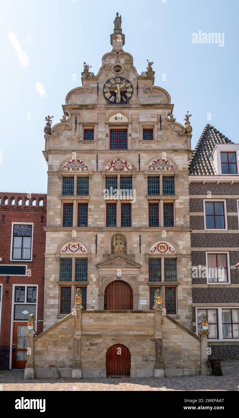 Old town hall on Market Square in city centre of Brouwershaven, Schouwen-Duiveland, Zeeland, Netherlands Stock Photo