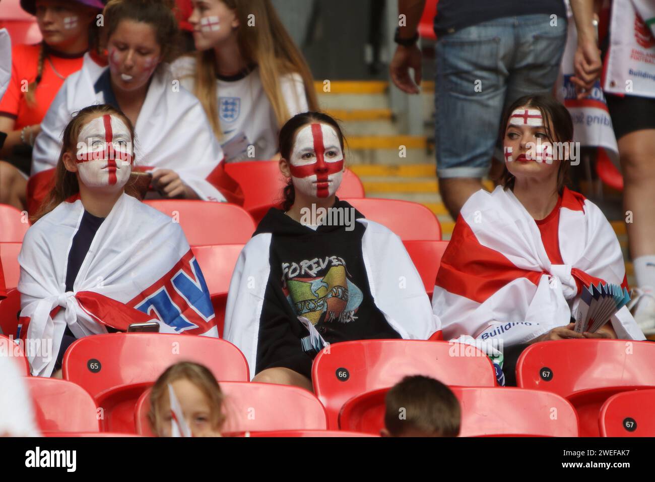 Face painted fans UEFA Women's Euro Final 2022 England v Germany at Wembley Stadium, London 31 July 2022 Stock Photo