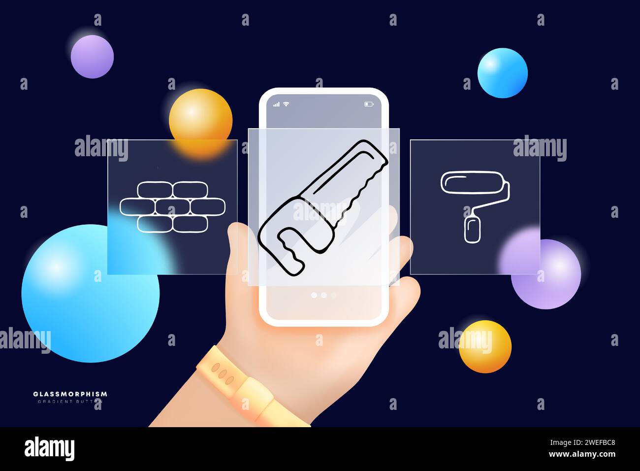 Construction set line icon. Foreman, brick, crane, house, helmet ...