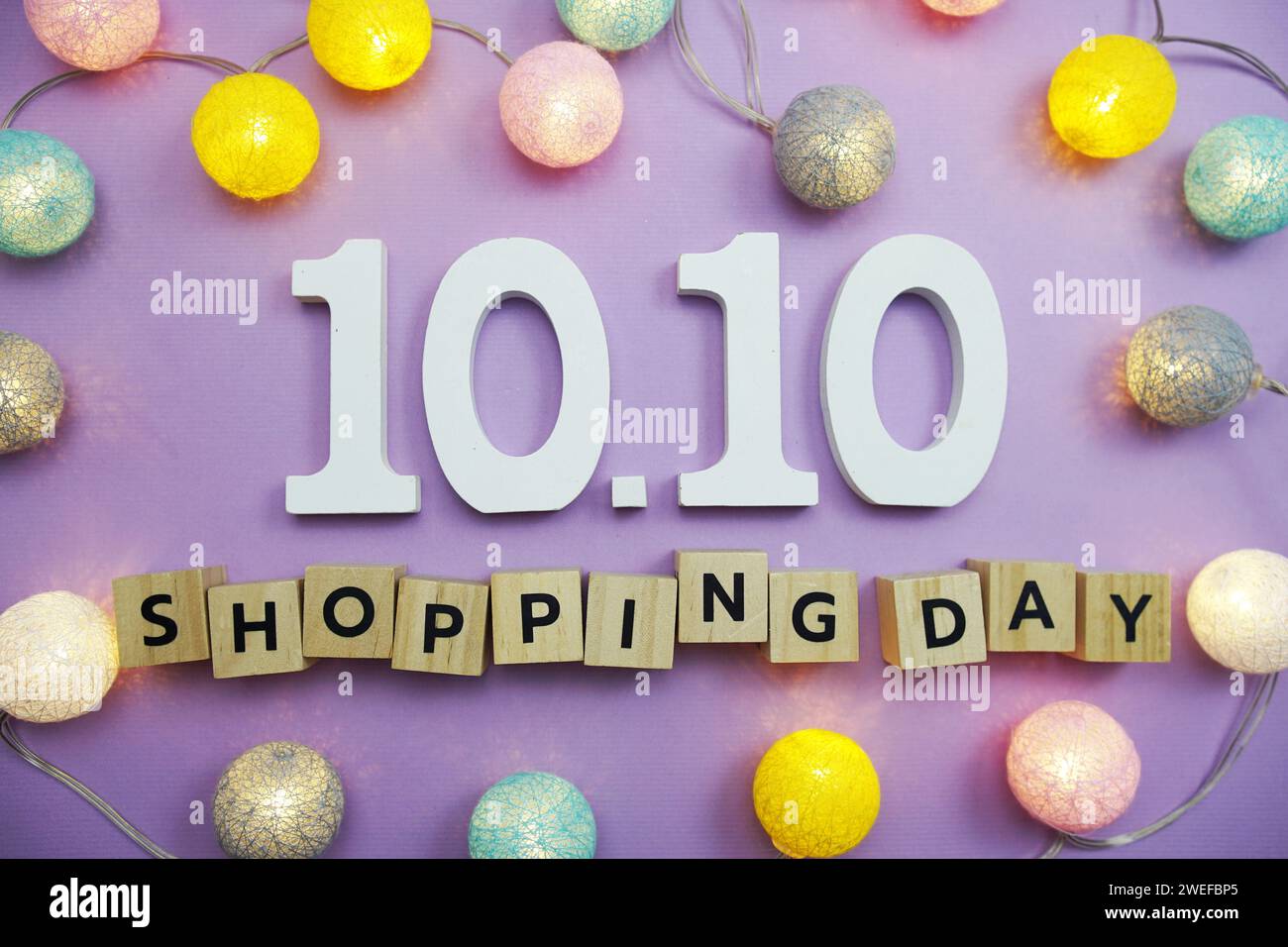 10.10 Shopping Day Sale Promotion with space copy on purple background Stock Photo