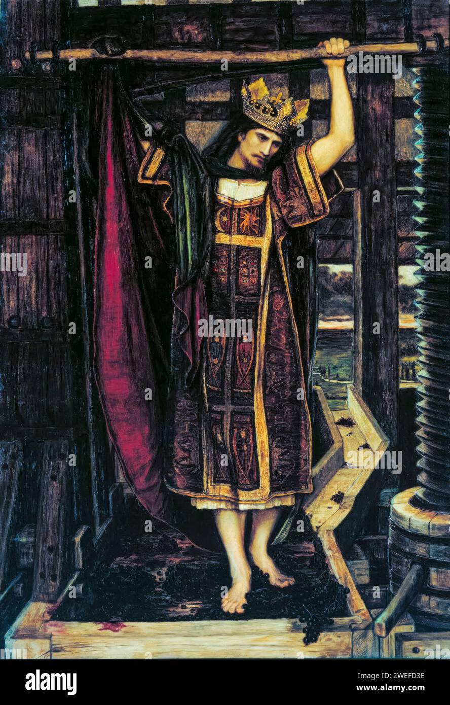 John Roddam Spencer Stanhope, The Wine Press, painting in oil on canvas, 1864 Stock Photo