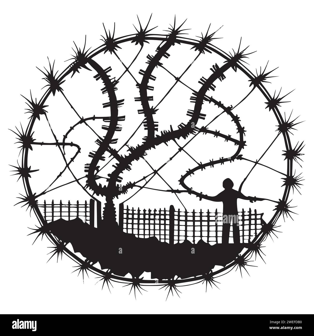 Punishment Of Life Imprisonment Artistic Vector Illustration Razor punishment-of-life-imprisonment-artistic-vector-illustration-razor