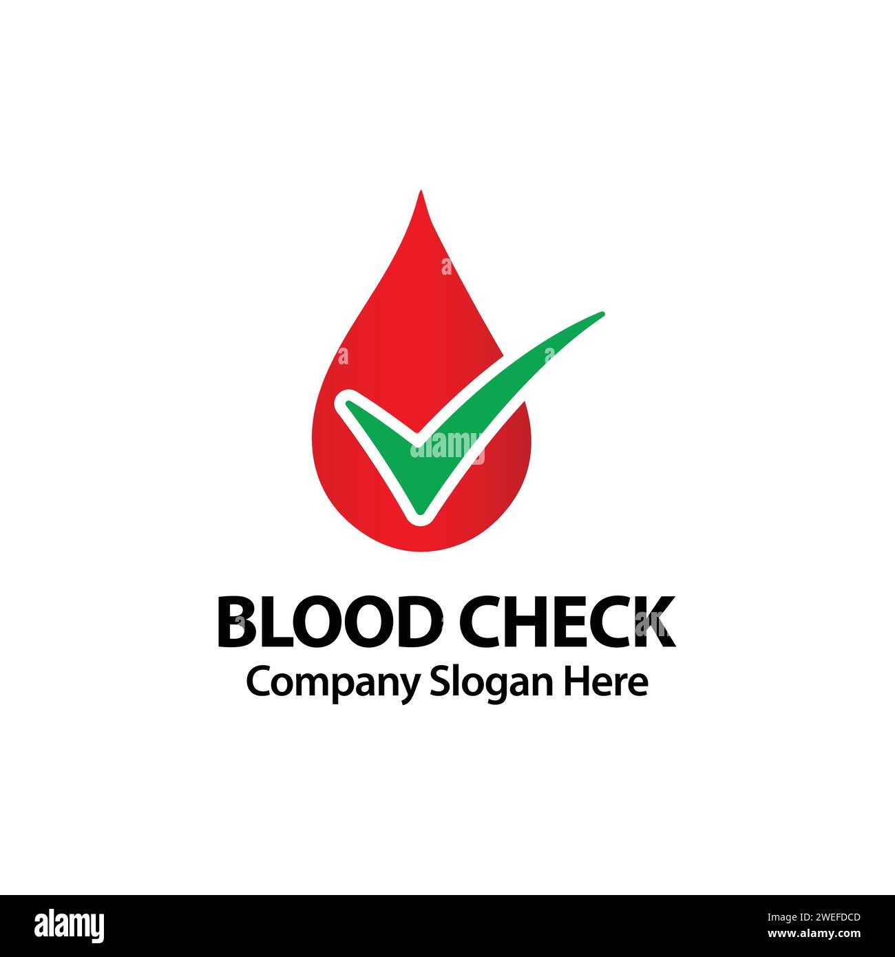 Blood Bank Logo With Red Blood Drop and Green Tick Sign Template