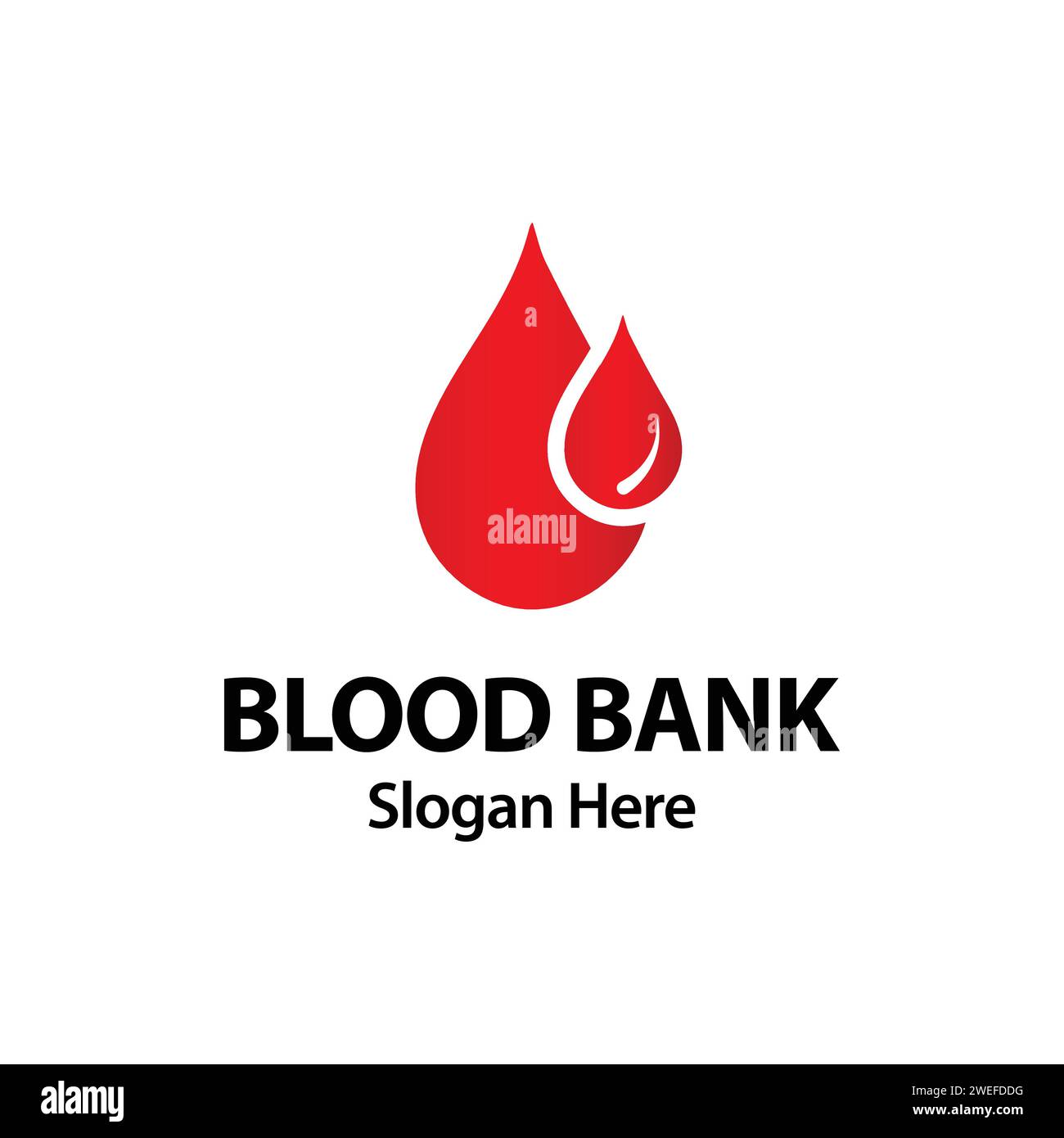 Blood Bank Logo With Red Blood Drop Sign Template Illustration. Blood Donation Health Logo Concept. Hematology Medical Blood Cell Design Vector. Stock Vector