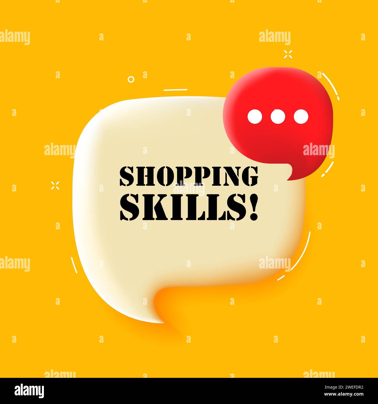 Shopping skills. Speech bubble with Shopping skills text. 3d illustration. Pop art style. Vector icon for Business and Advertising Stock Vector
