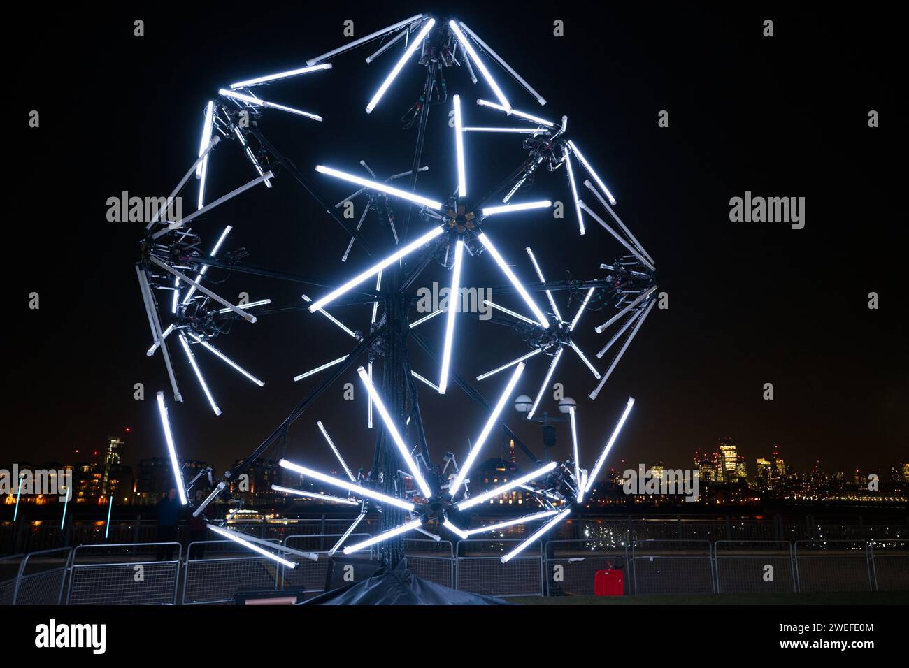 Neuron art installation by Juan Fuentes at Canary Wharf Winter Lights Festival 2024 Stock Photo