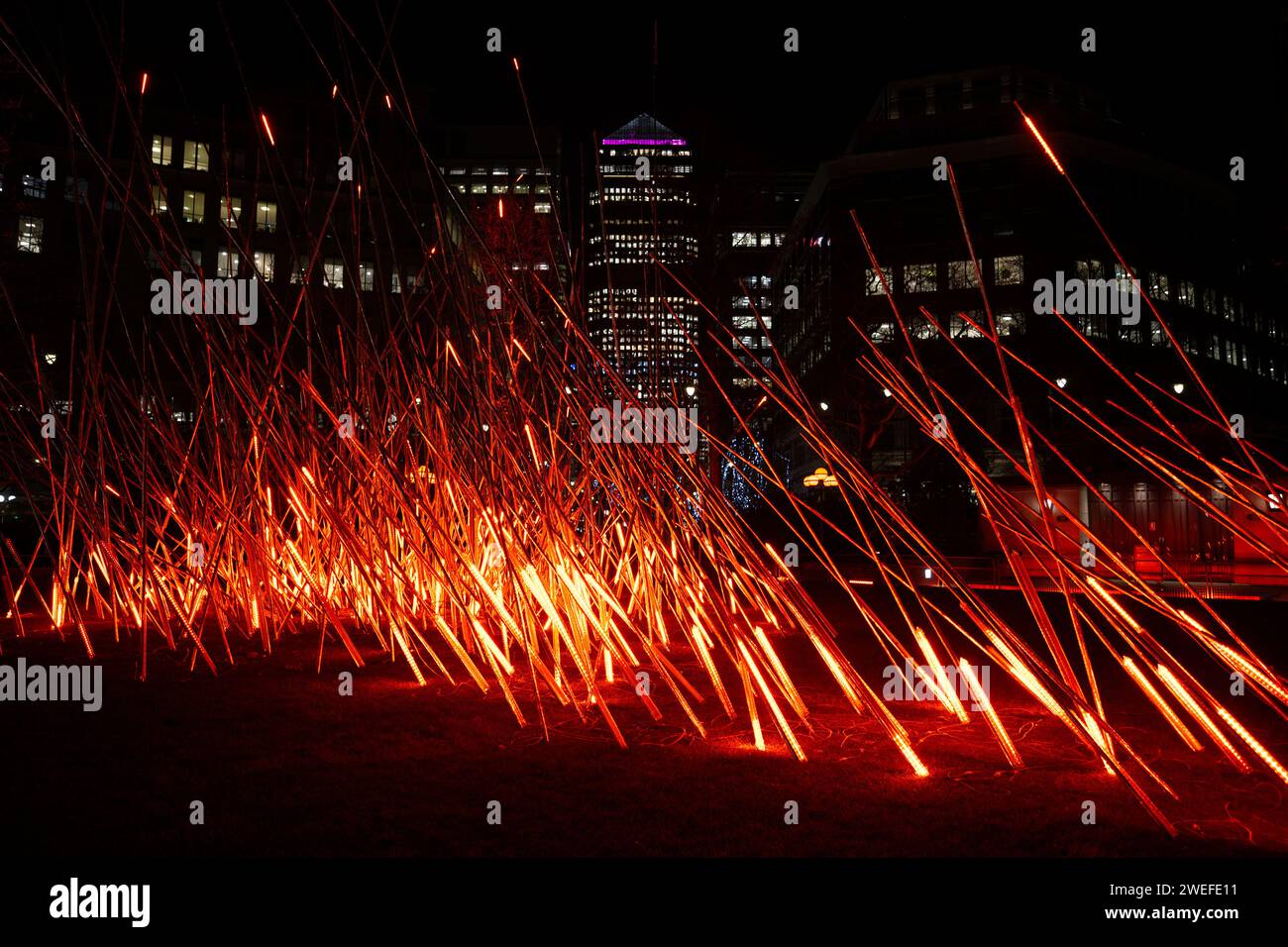 Fire art installation by Vendel & De Wolf at Canary Wharf Winter Lights