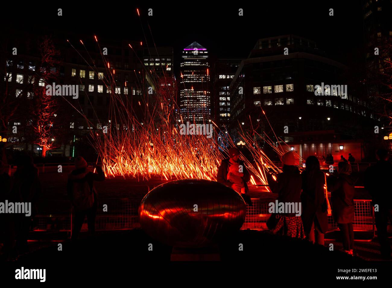Fire art installation by Vendel & De Wolf at Canary Wharf Winter Lights