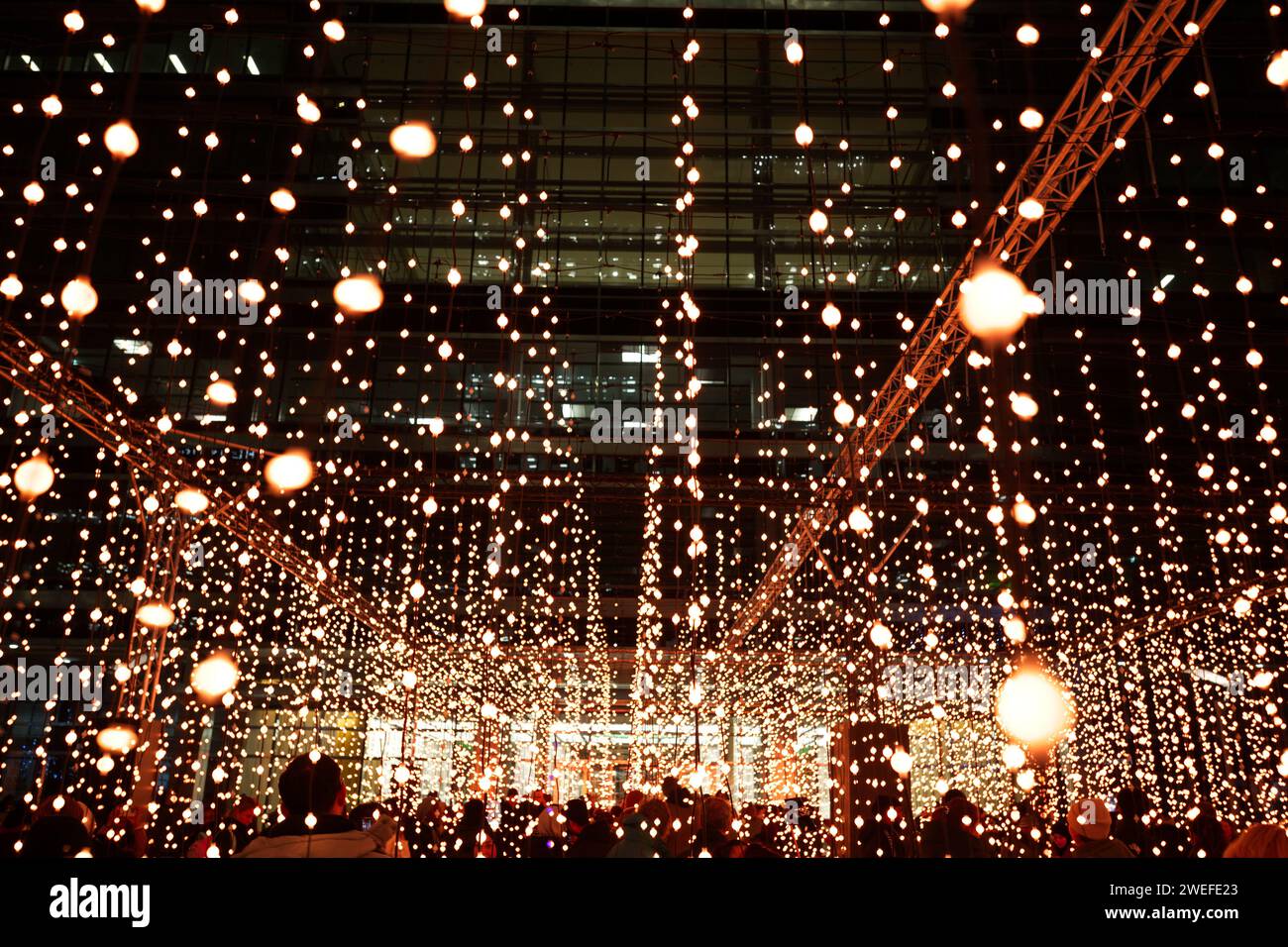 People enjoying the Submergence art installation by Squidsoup at Canary