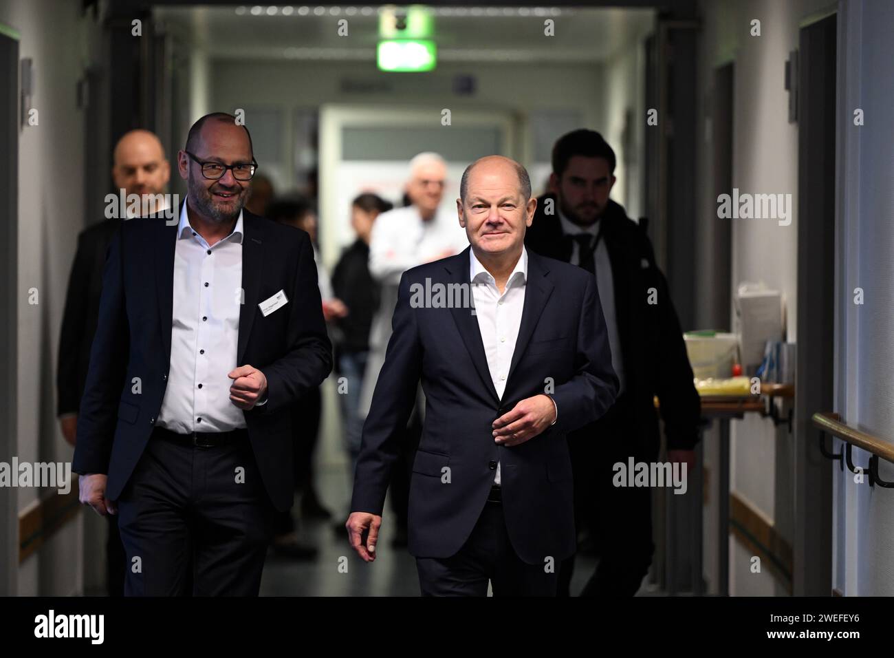 25 January 2024, North Rhine-Westphalia, Eschweiler: Federal Chancellor