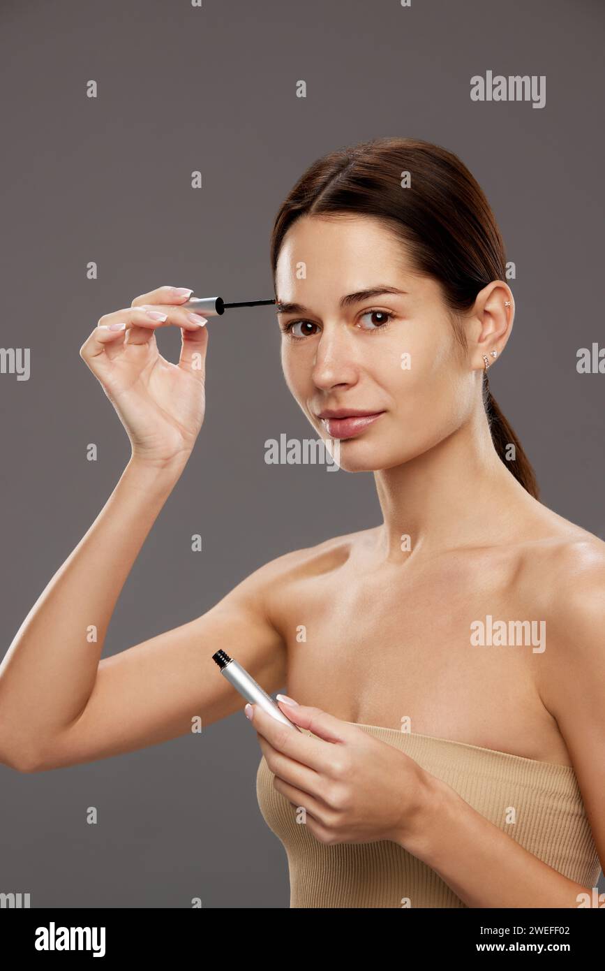 Tutorial on makeup techniques for enhancing natural beauty. Woman 