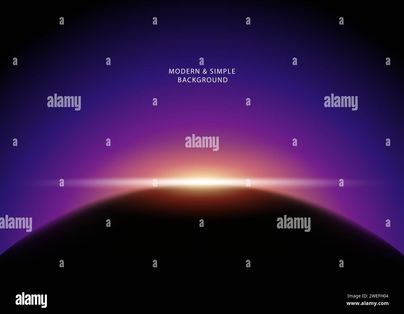 Vector dark abstract background, the sun shines from behind a planet Stock Vector