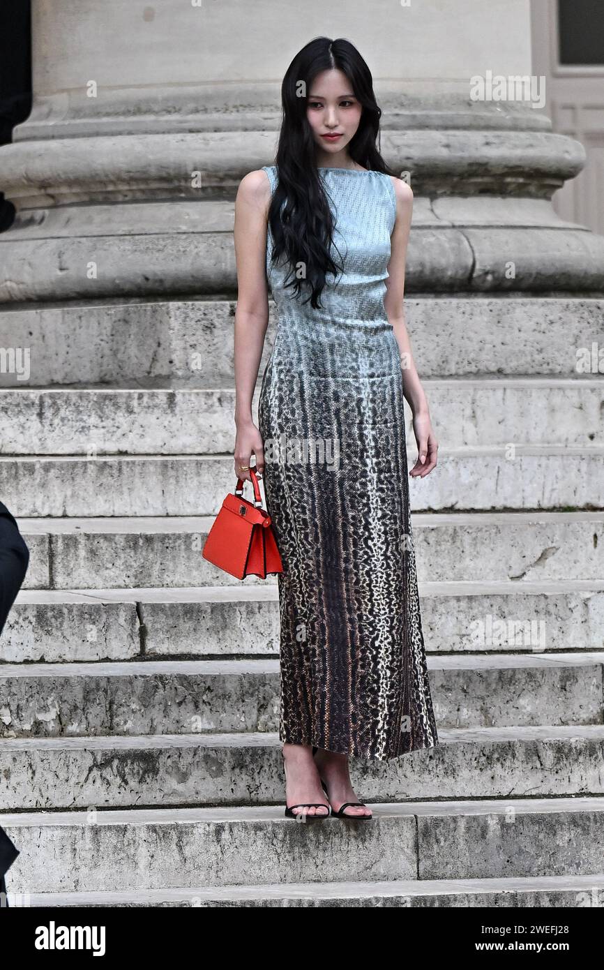 Paris, France. 25th Jan, 2024. Twice Mina arriving at Fendi show during Paris Fashion Week Haute Couture in Paris, France on January 25, 2024. Photo by Julien Reynaud/APS-Medias/ABACAPRESS.COM Credit: Abaca Press/Alamy Live Paris, France. 25th Jan, 2024. Twice Mina arriving at Fendi show during Paris Fashion Week Haute Couture in Paris, France on January 25, 2024. Photo by Julien Reynaud/APS-Medias/ABACAPRESS.COM Credit: Abaca Press/Alamy Live