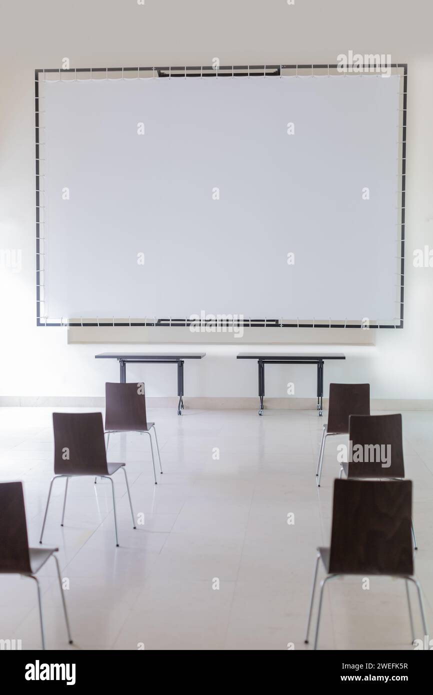 empty conference room with brown seats Stock Photo