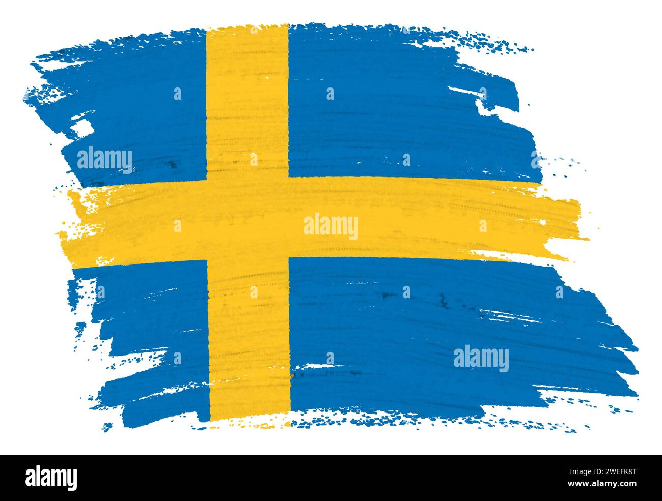 Sweden flag paint splash brushstroke 3d illustration Stock Photo