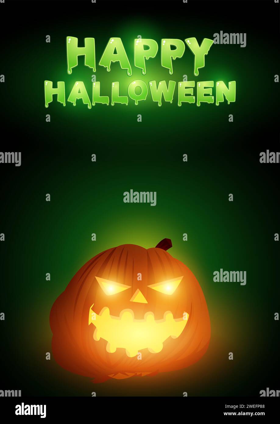 Happy Halloween text with Jack O Lantern as decoration, vector illustration EPS 10 Stock Vector