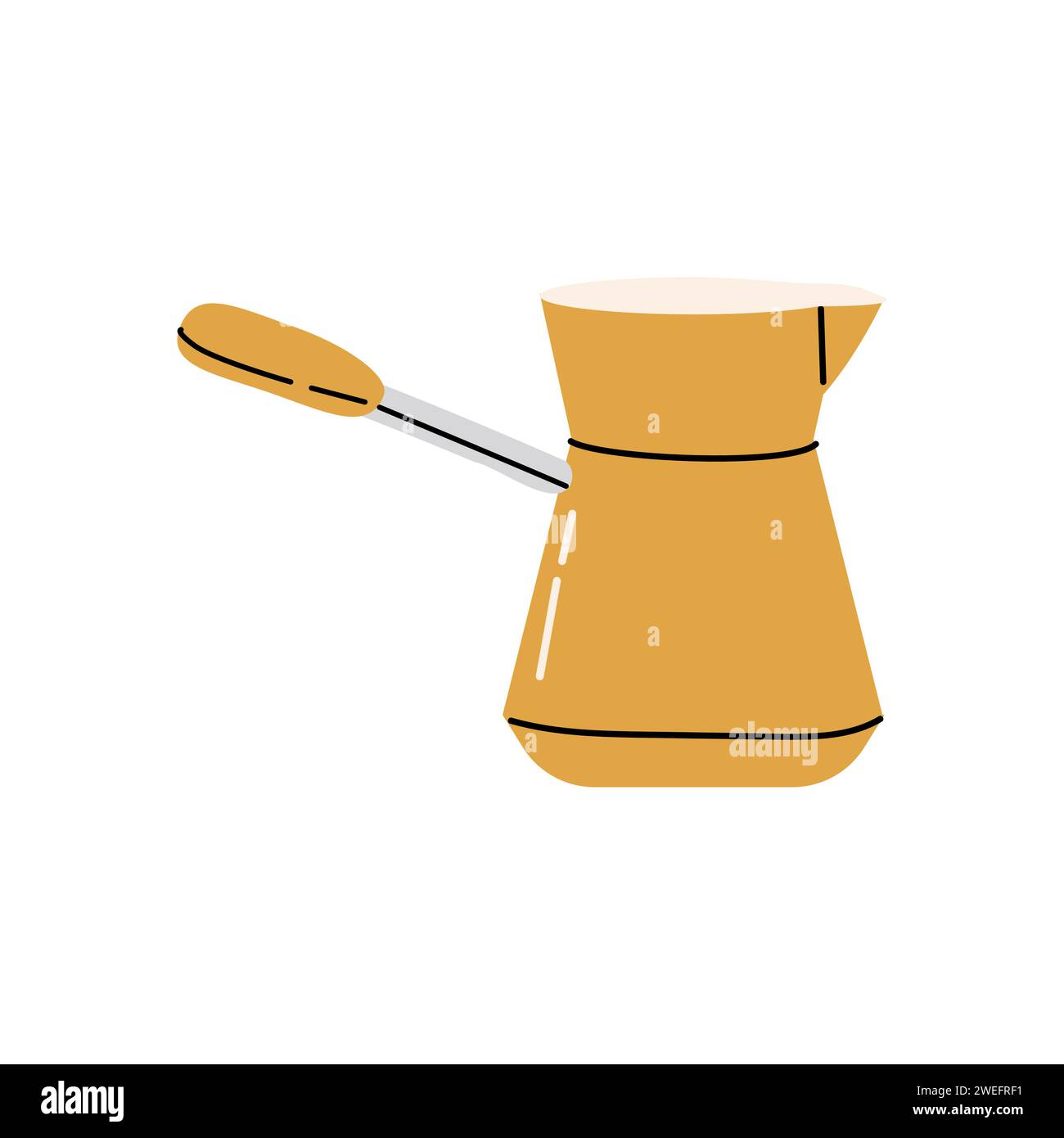 Jezve as Turkish Coffee Brewing Pot with Long Handle. Retro traditional