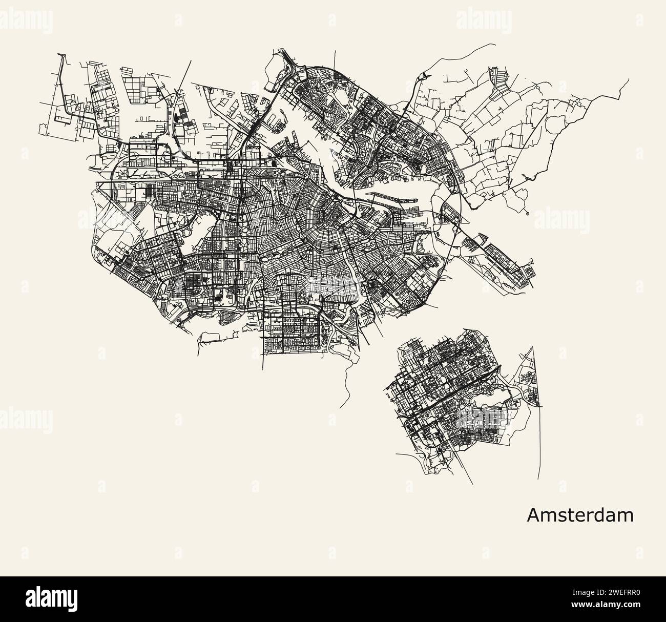 City map of Amsterdam, Netherlands Stock Vector