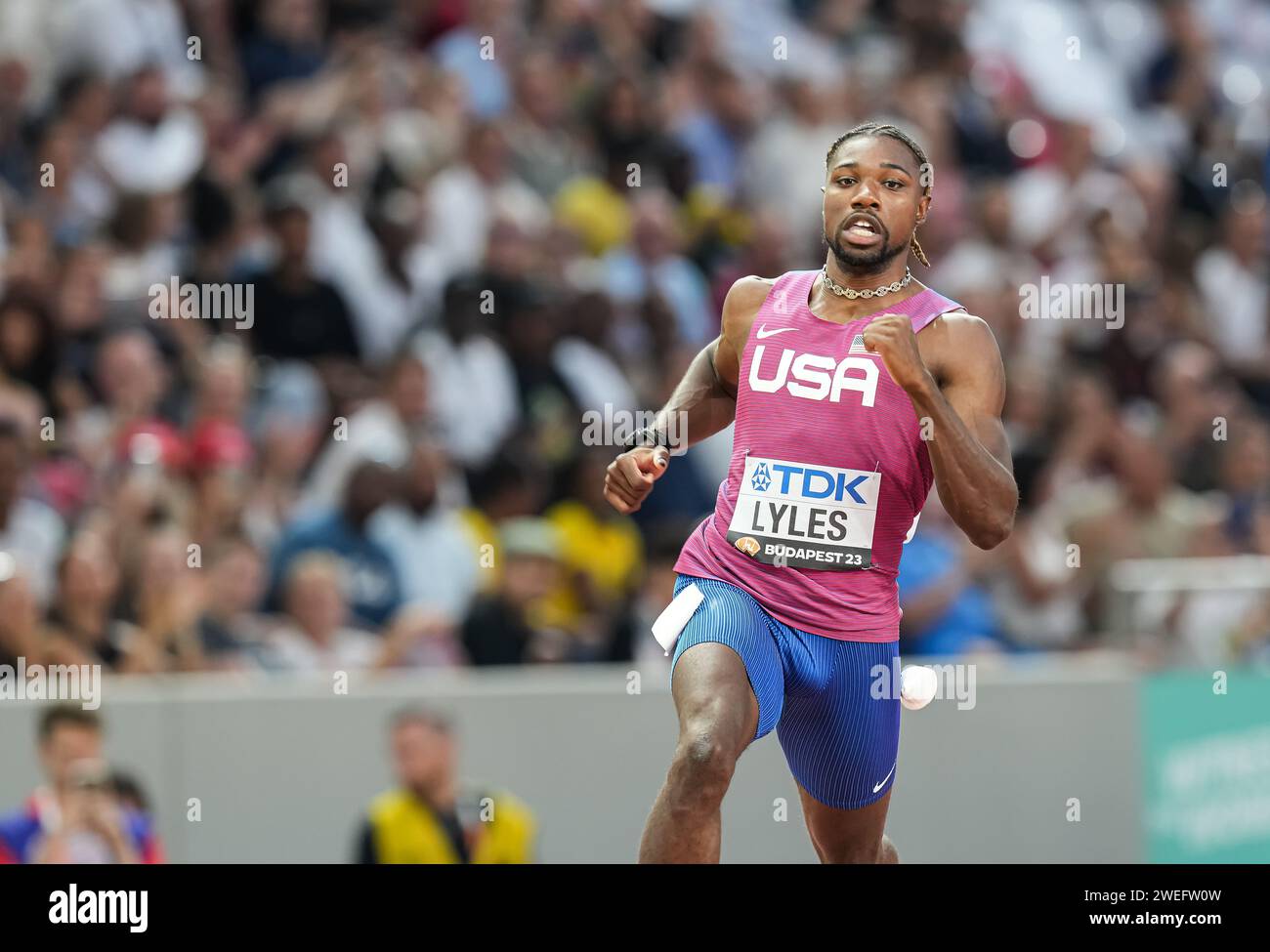 Noah LYLES participating in the 100 meters at the World Athletics ...
