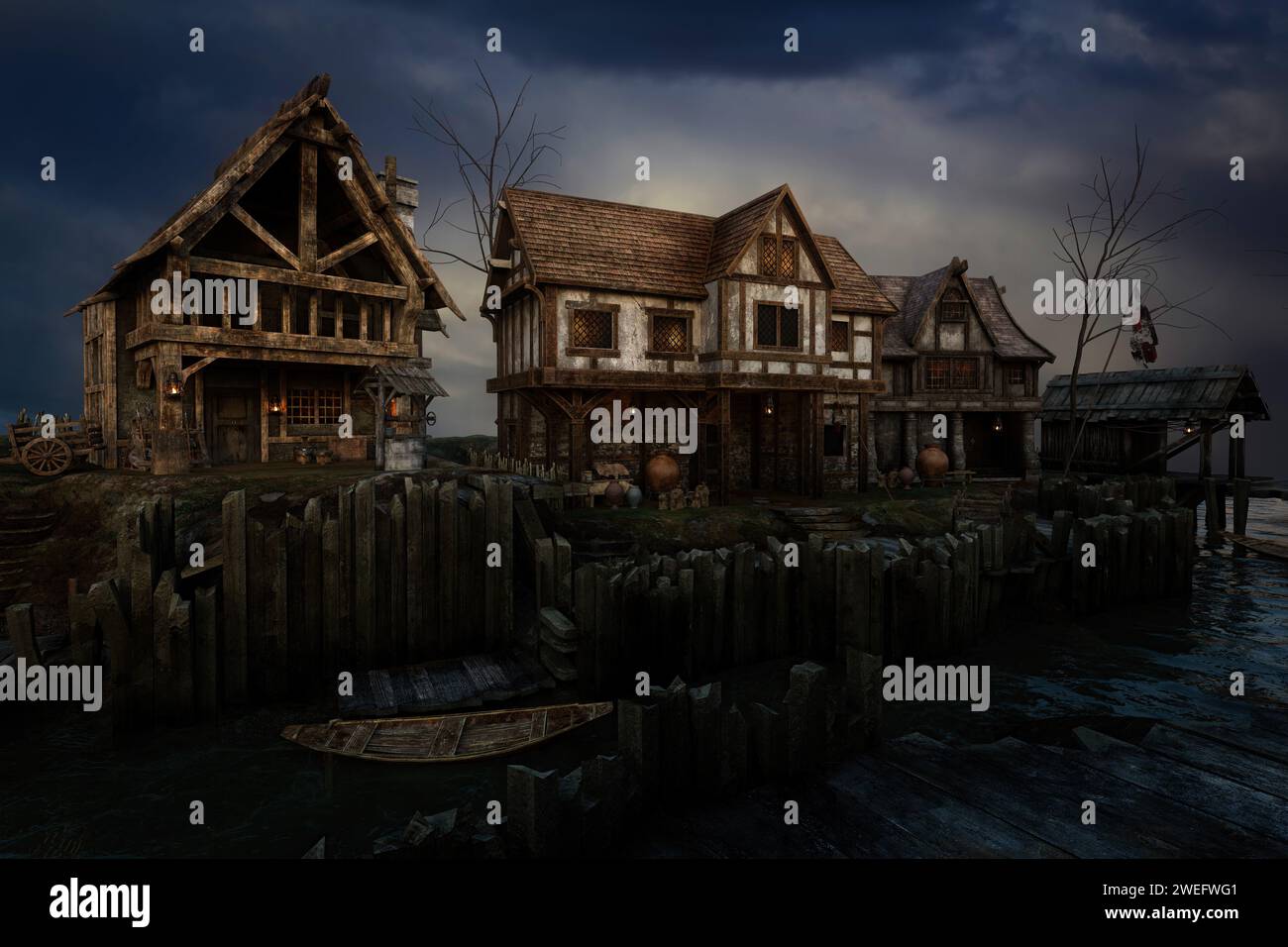 Medieval village 3d hi-res stock photography and images - Alamy